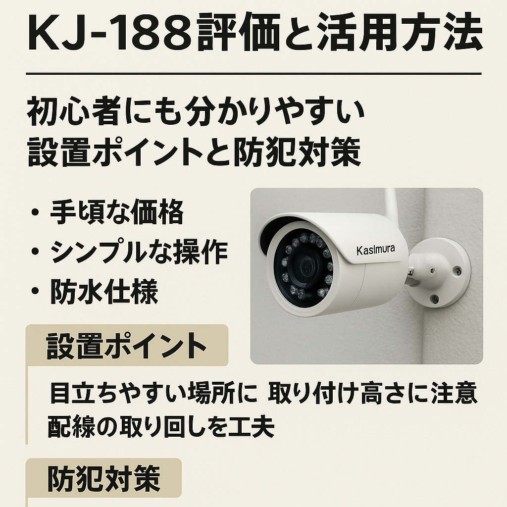 カシムラ防犯カメラKJ-188の評価と活用方法｜初心者にも分かりやすい設置ポイントと防犯対策