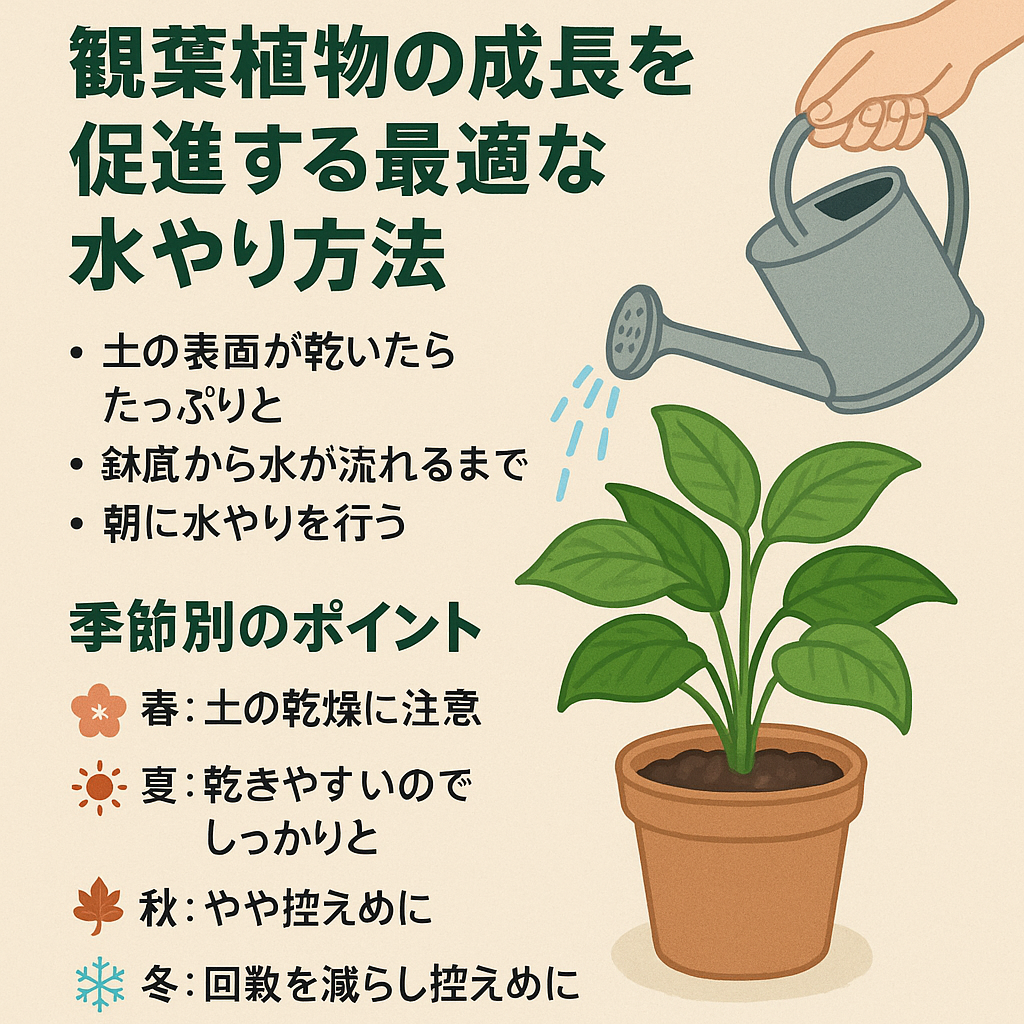 観葉植物の成長を促進する最適な水やり方法と季節別のポイント