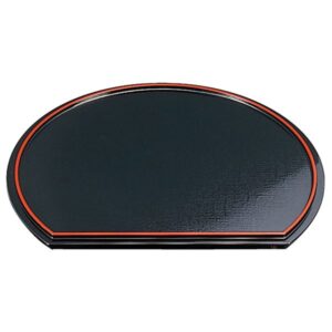 【ポイント20倍】尺2 半月布目両面盆/トレー 【黒/朱】 360×303×17mm 日本製 〔和食 レストラン 居酒屋 店舗 お店〕【代引不可】