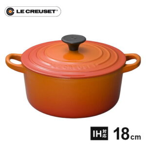 ル・クルーゼ Le Creuset ココット・ロンド 18cm オレンジ 2501 鋳物ホーロー 両手鍋 直火 ホーロー鍋 IH 鍋 鋳物 ホーロー ココット IH対応 耐熱 食洗器対応