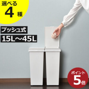 ゴミ箱 おしゃれ 45リットル 30リットル 15〜45L スリム ダストボックス 分別 キッチン 臭わない 約幅20cm 約幅30cm ふた付き リビング ゴミ袋ホルダー 袋が見えない ペットボトル プッシュ式 ペット いたずら 防止 20リットル 日本製 アスベル( エバンプッシュペール )