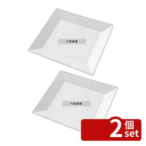 【2個セット】ニシキ プラ容器 角皿 40 (10枚入) 白磁 400×400×H25 厨房消耗品 No.8386000