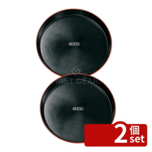 【2個セット】ニシキ 市松 プラ容器 黒赤フチ 45 (5枚入) 本体 φ450×H52 厨房消耗品 No.8173600