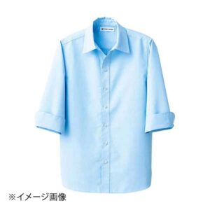 スキッパーカラーシャツ(男女兼用)七分 CH4492-1 サックス M