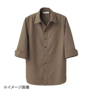 スキッパーカラーシャツ(男女兼用)七分 CH4492-6 ブラウン 3L
