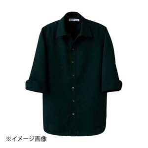 スキッパーカラーシャツ(男女兼用)七分 CH4492-9 ブラック M