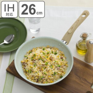フライパン 26cm IH対応 セラミック PFOAフリー ヒスイ 翡翠 ヒスイコーティング （ 送料無料 ガス火対応 浅型フライパン 軽い 軽量 26センチ ひすい セラミックコーティング セラミック加工 いため鍋 炒め鍋 おしゃれ ）