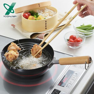 ヨシカワ NEWグルメパワー木柄いため兼用天ぷら鍋20cm SJ3169 日本製 鍋 キッチン 調理道具 便利 炒め物 天ぷら 揚げ物