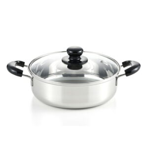 ヨシカワ 日本製 クック・ルック2 浅型両手鍋24cm 3.5L SJ2186 ステンレス3層鋼 ガス火 IH 対応 燕三条 Yoshikawa