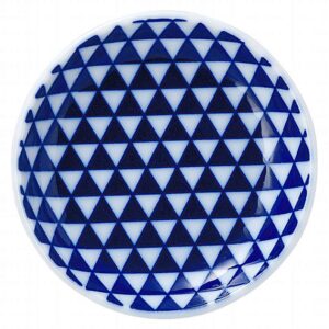 山格子 青 13cm丸皿 52289009 KOYO 花伝 JAPANESE TABLEWARE vol.12