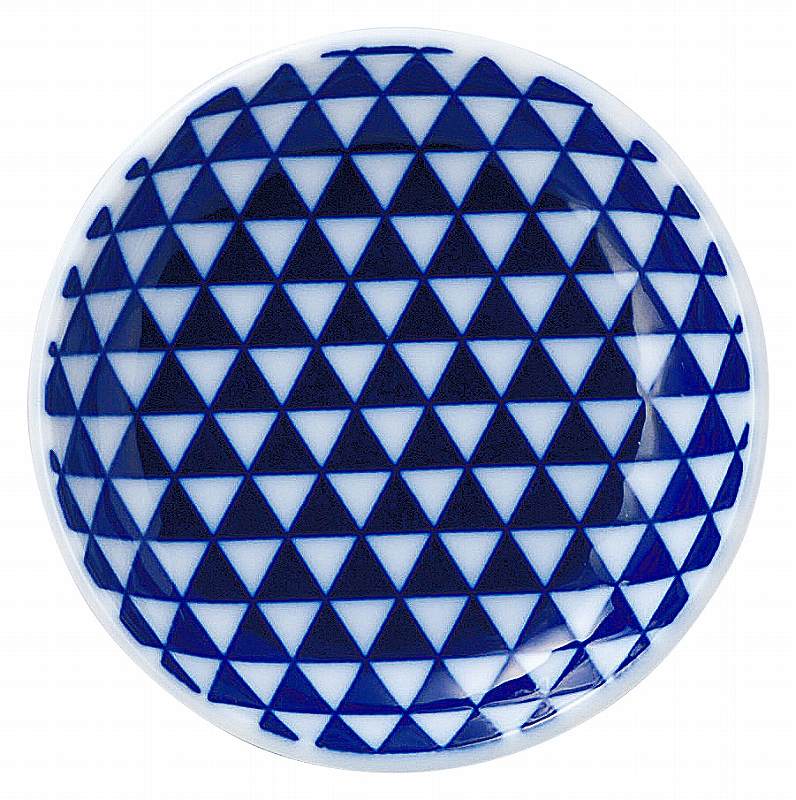 山格子 青 10cm丸皿 52289010 KOYO 花伝 JAPANESE TABLEWARE vol.12