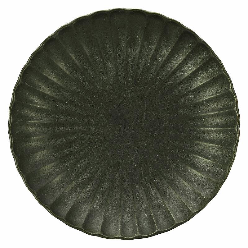 かすみ 黒 18cm丸皿 56130002 KOYO 花伝 JAPANESE TABLEWARE vol.12