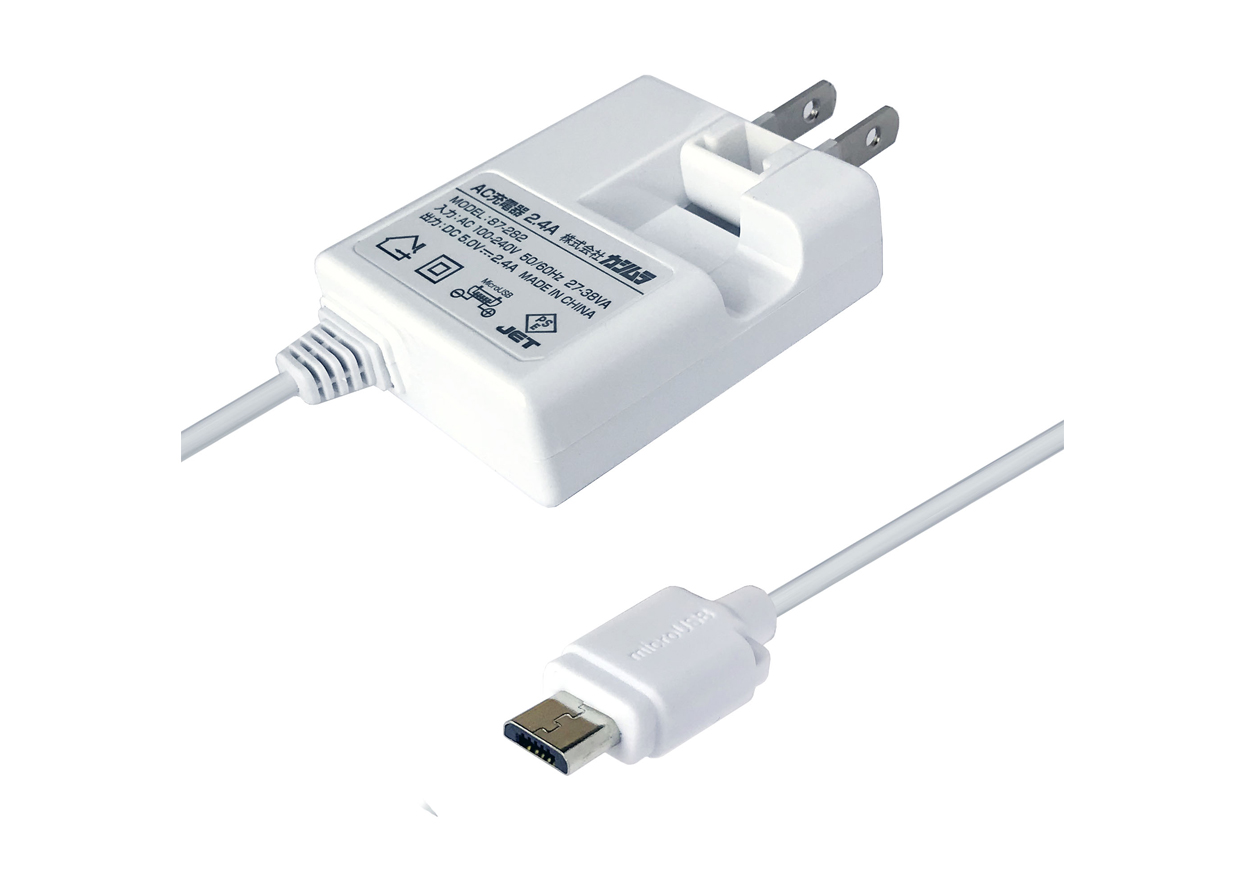 AC microUSB 2.4A 2m WH