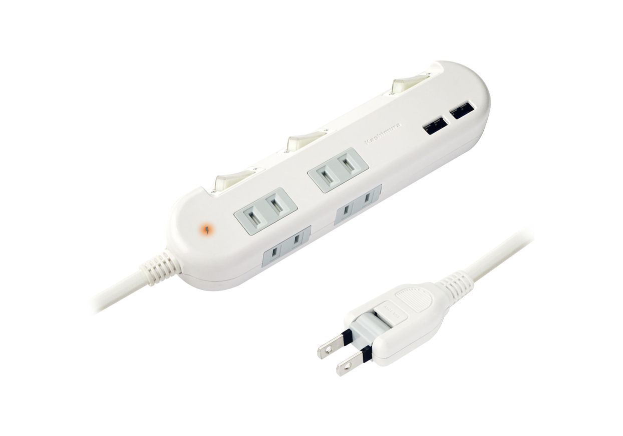 4AC-2USB-3.4A SW 雷 1.2m WH