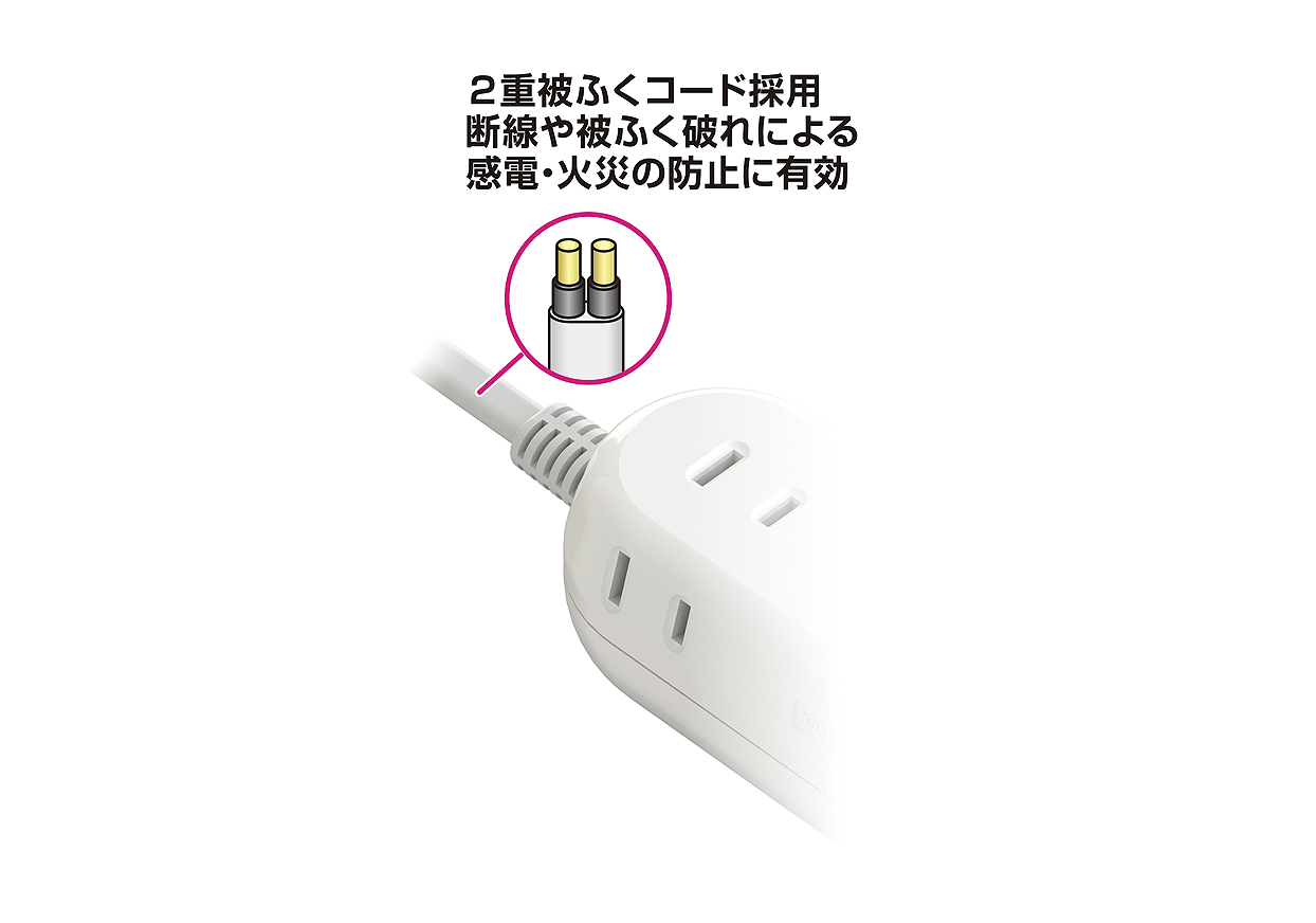 3AC4USB 2A+2C 24W 1.2m リバーシブル 自動識別 WH - 画像 (3)