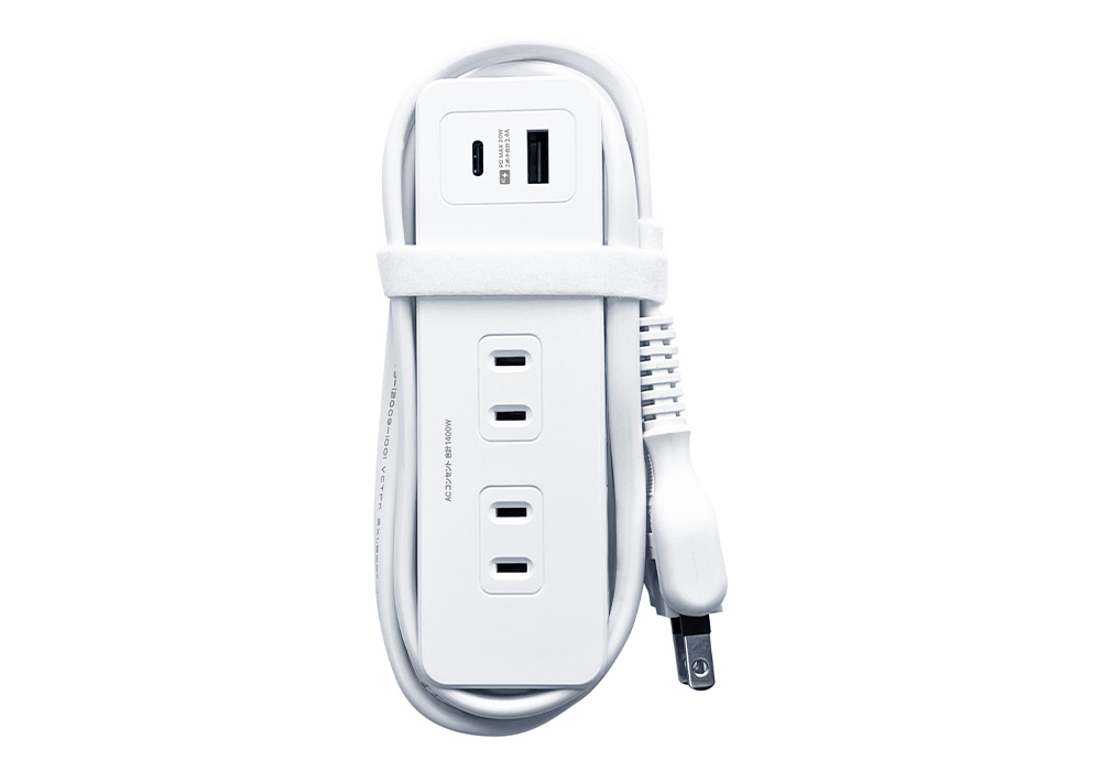 電源タップ AC4 USBA+C PD20W 1m 自動識別 リバーシブル