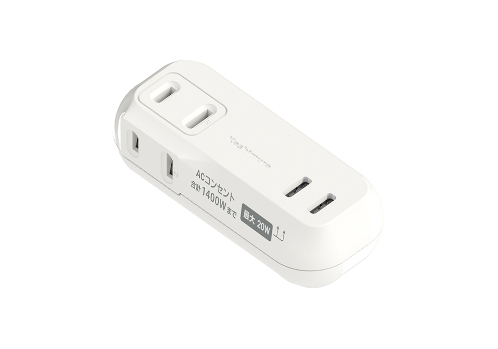 電源タップAC2-C+C PD20W 収納プラグ