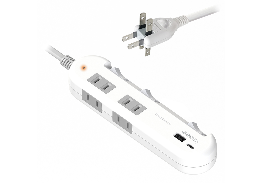 電源タップ4AC-C/A-PD20W スイッチ/雷サージ付き 1.2m