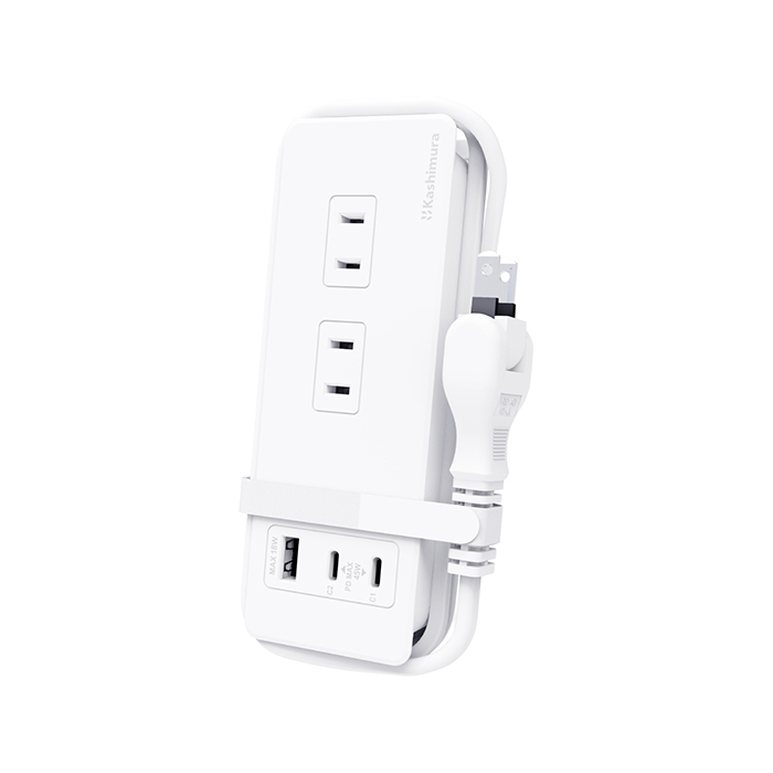 電源タップAC4 USBA+C2 PD45W 1m リバーシブル