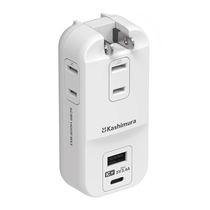 電源タップ AC3 USBA+C 3.4A 自動識別 リバーシブル