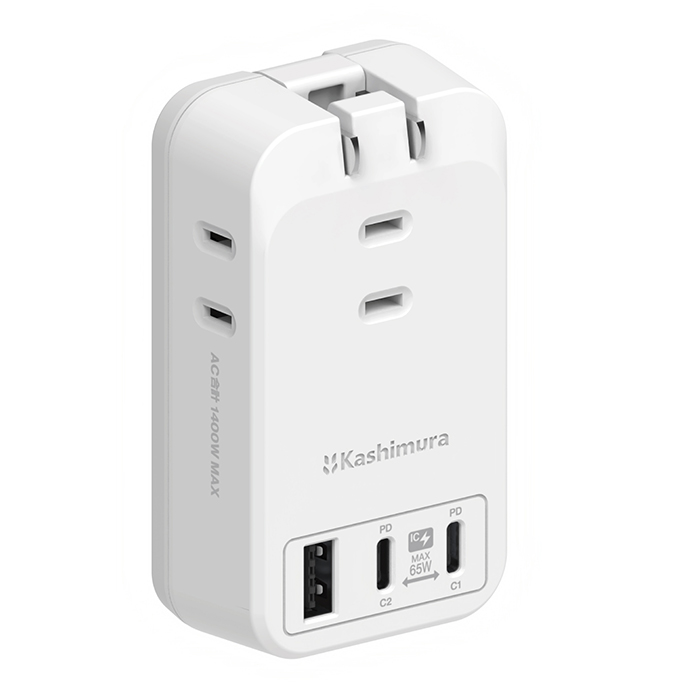 電源タップ AC3 USBA+C2 PD65W 自動識別 リバーシブル