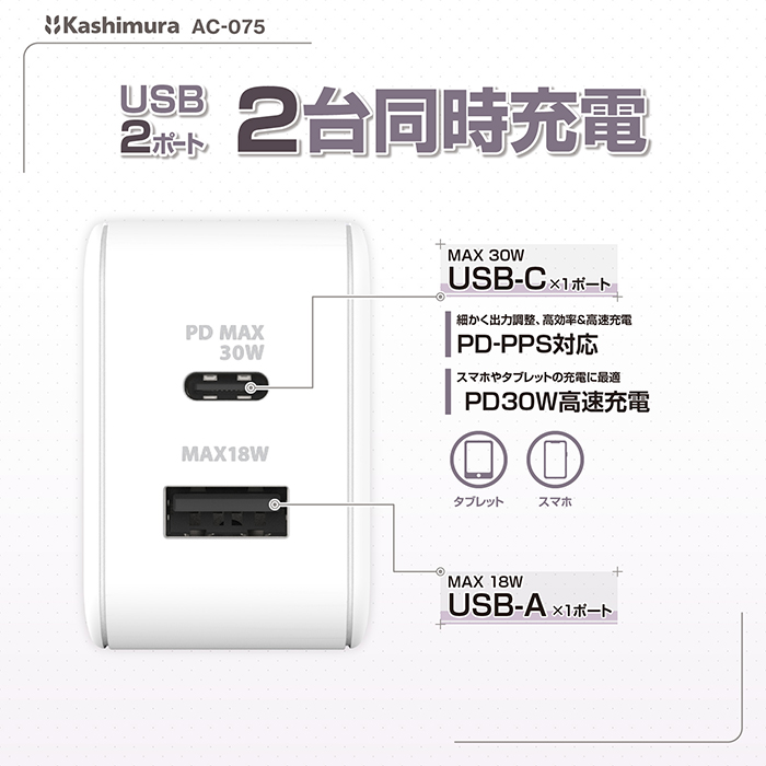 AC USBA+C PD30W - 画像 (3)