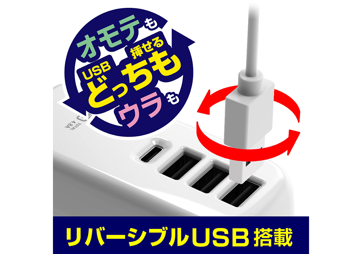 ACUSB-3A+C-24W 1.2m リバーシブル 自動識別 WH - 画像 (3)