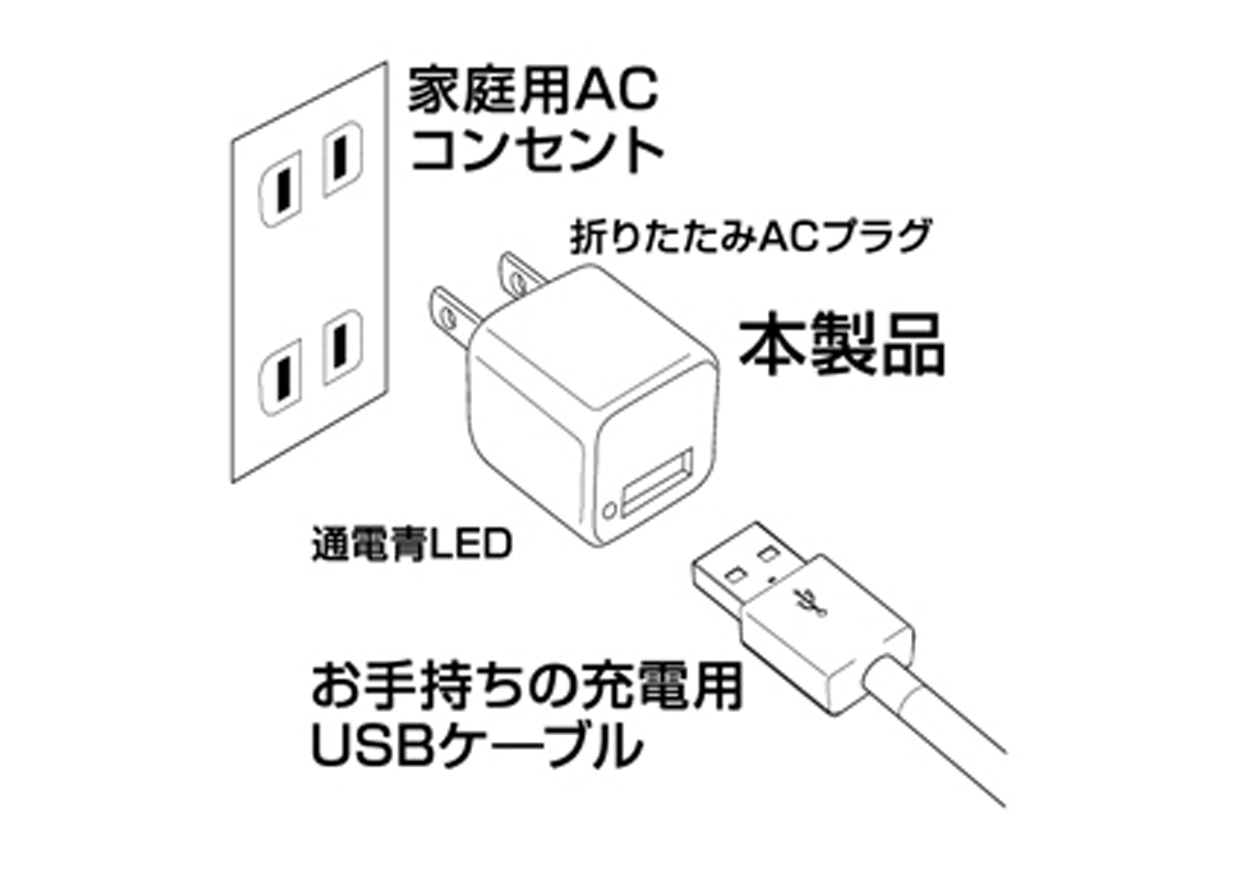 AC充電器 USB1P 1A WH - 画像 (4)