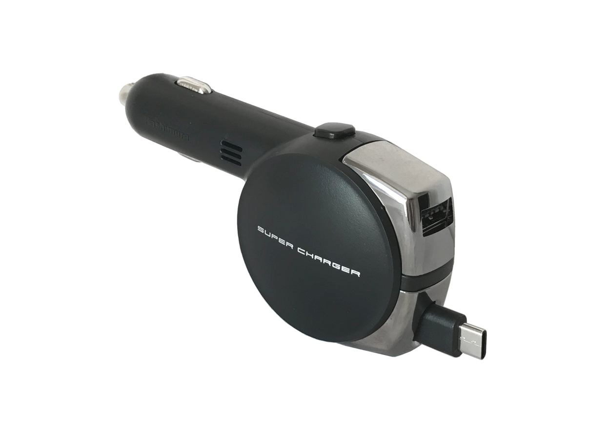 DC充電器 リール 5.4A リバーシブル Type-C/USB 自動判定