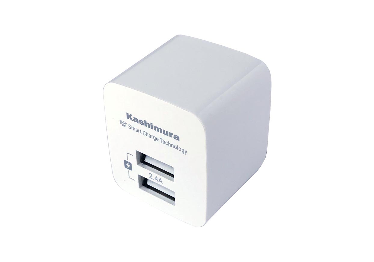 AC充電器 2.4A USB2P IC WH