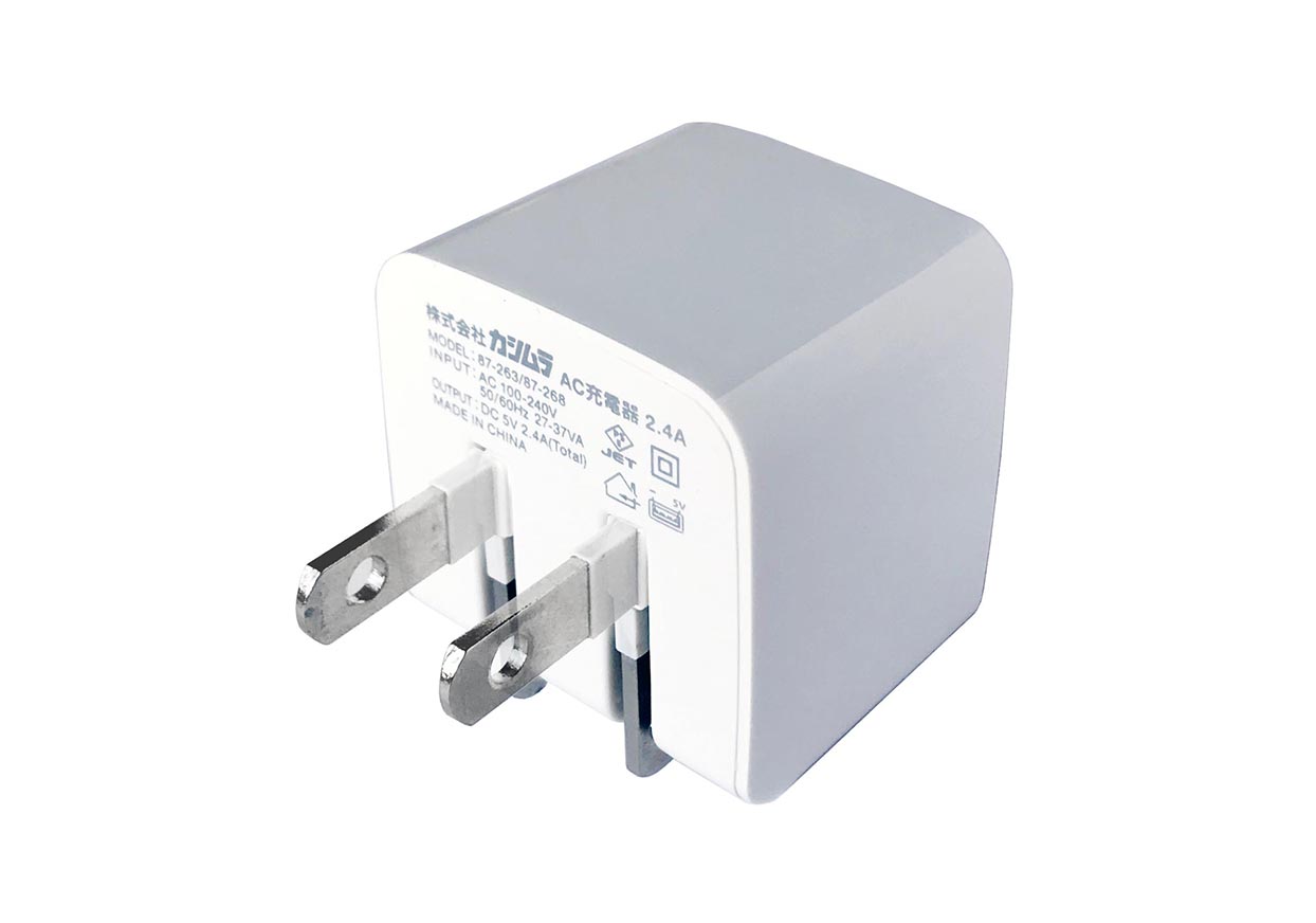 AC充電器 2.4A USB2P IC WH - 画像 (2)