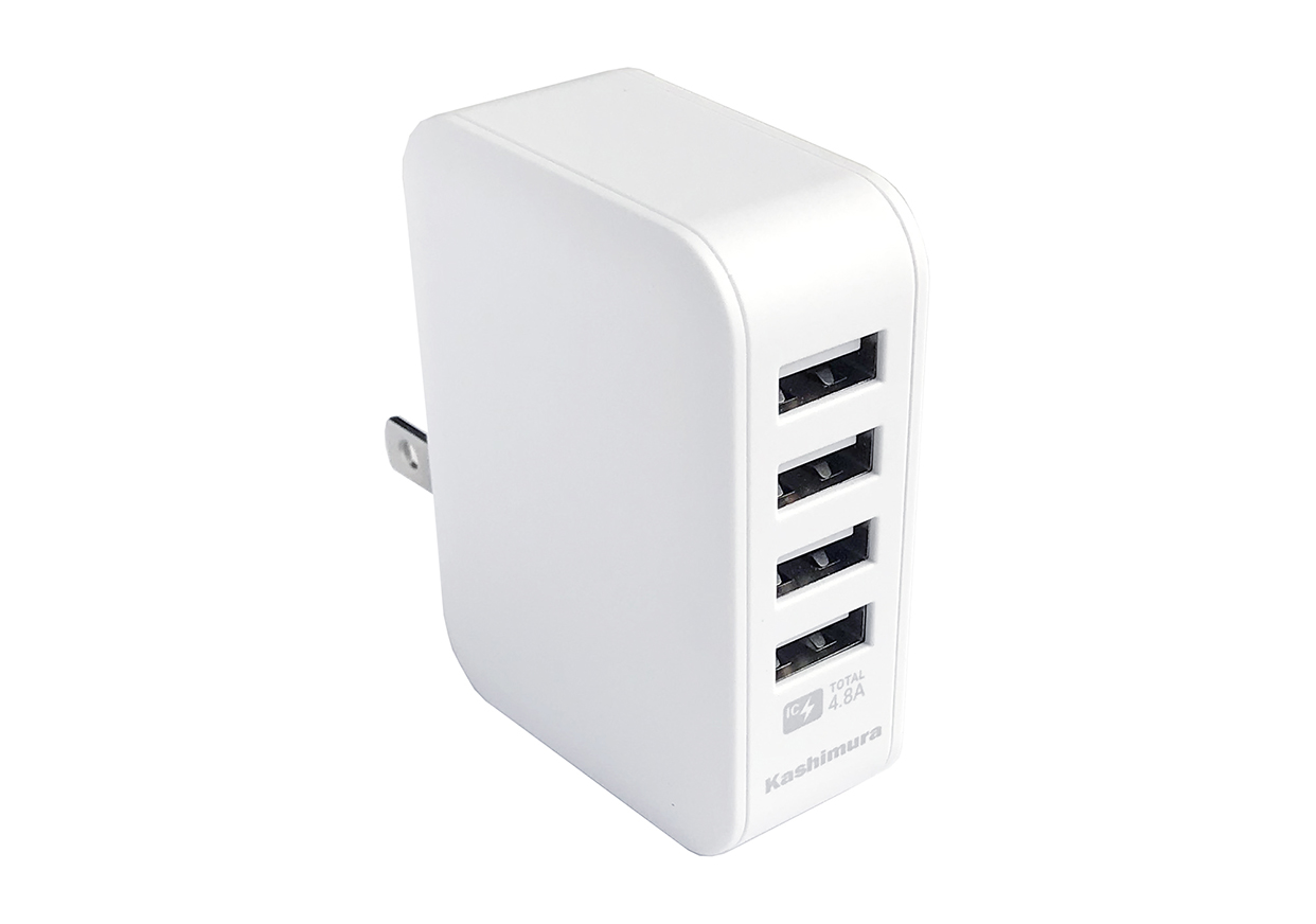 AC充電器 4.8A USB4P IC WH