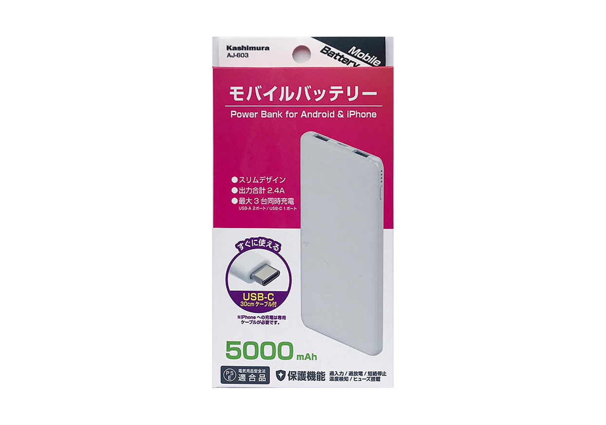 モバイルバッテリー5000mAh type-C WH - 画像 (4)