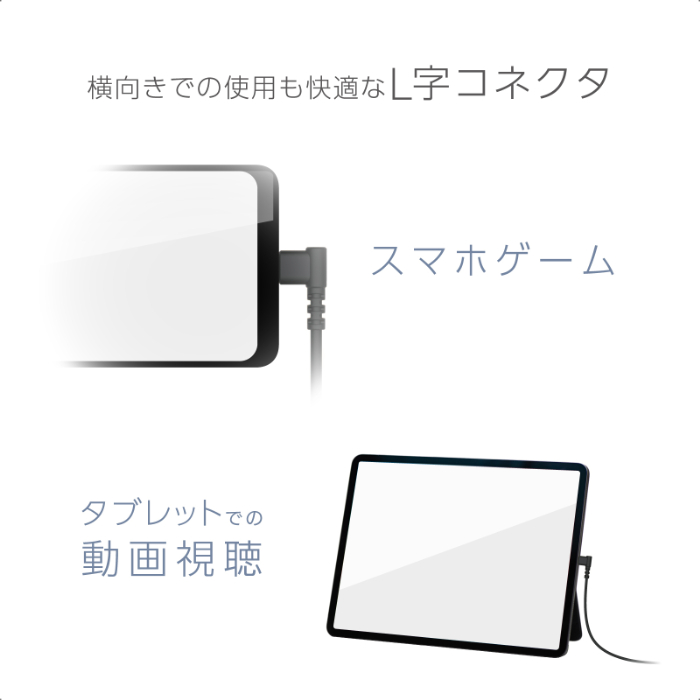USB充電&同期ケーブル 1.2m A-C BK L字 - 画像 (6)