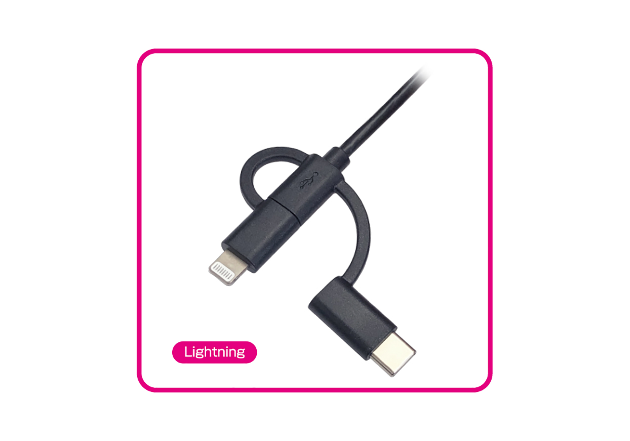 LN/C変換コネクタ付 microUSBケーブル 1.2m BK - 画像 (3)