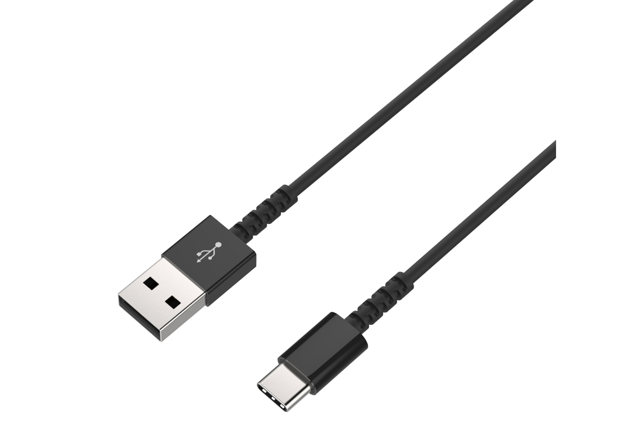 USB充電&同期ケーブル 50cm A-C 極細 BK