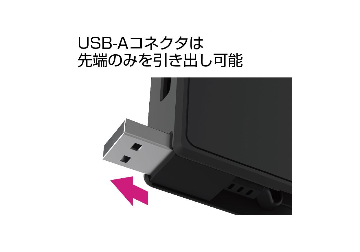 USB充電&同期ケーブル 片引きリール 80cm A-C BK - 画像 (3)