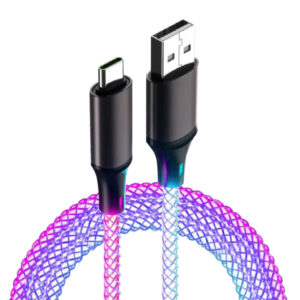 USB充電＆同期ケーブル 1.2m A-C レインボーLED