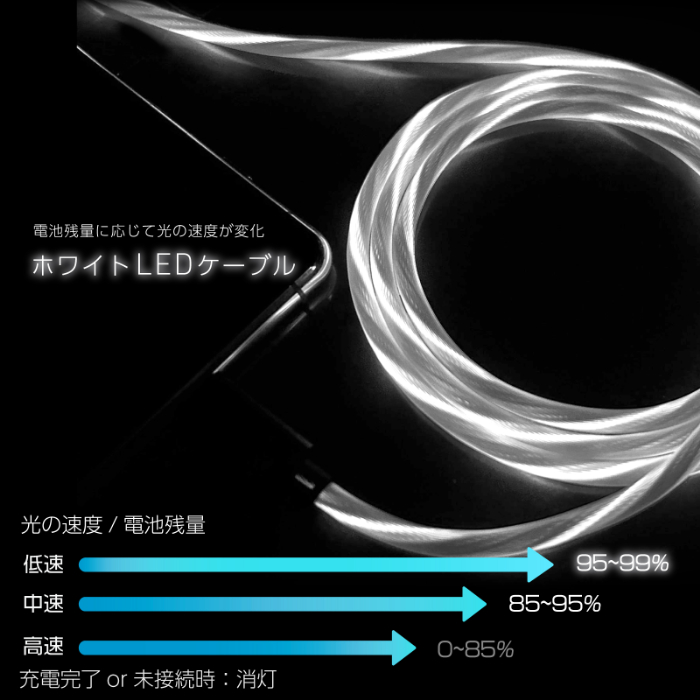 USB充電&同期ケーブル 1.2m A-C ホワイトLED - 画像 (6)