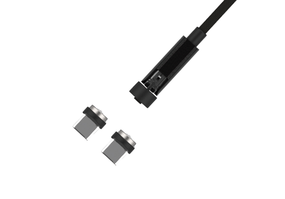 マグネット 充電ケーブル 1.2m Type-C コネクタヘッド2個 BK