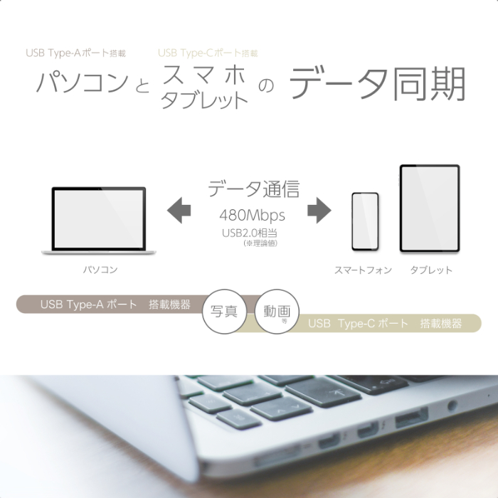 USB充電&同期ケーブル 1.2m A-C シリコーン BK - 画像 (5)
