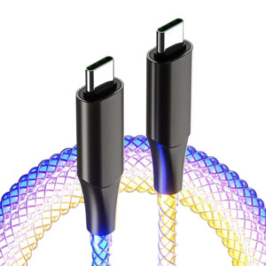USB充電＆同期ケーブル 1.2m C-C レインボーLED