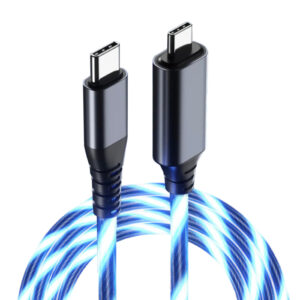 USB充電&同期ケーブル 1.2m C-C ブルーLED