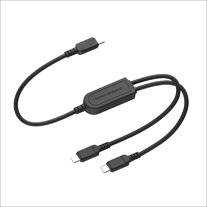 USB充電&同期ケーブル 自動分配1.2m C-C&C PD100W BK
