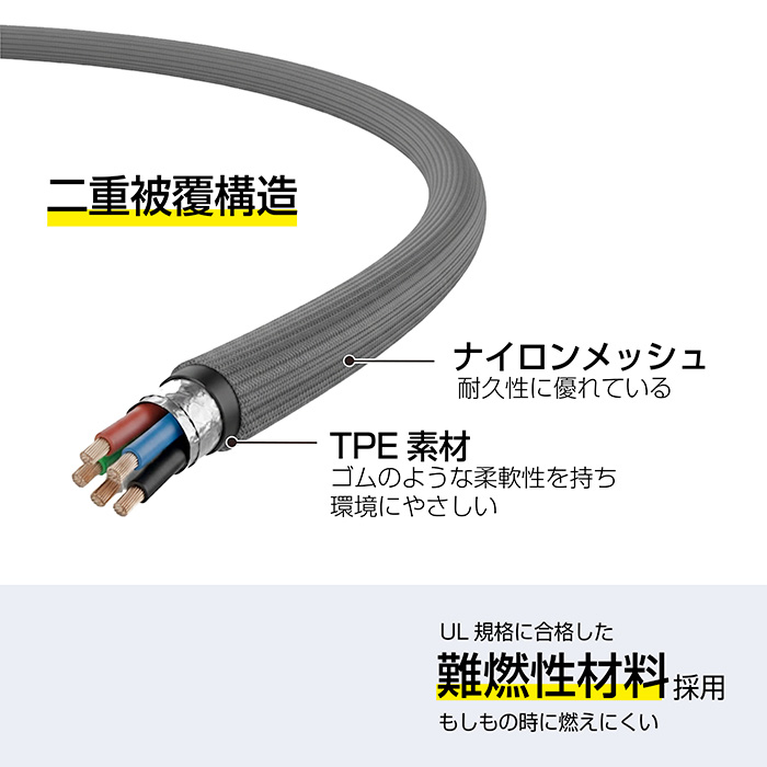 USB充電&同期ケーブル 変換コネクタ付き 1.2m A/C-C - 画像 (7)