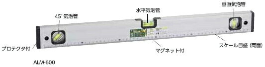 新潟精機 アルミ気泡管水平器 ALM-150 マグネット付き