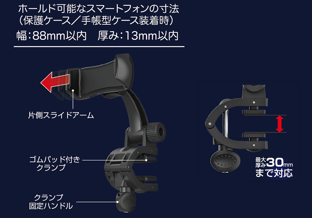 スマホホルダー2 クランプ取り付け - 画像 (7)
