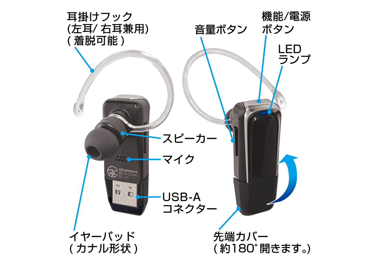 Bluetoothイヤホンマイク USB-A取付 - 画像 (3)