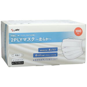 2PLYマスク?柔らか?　2層式　耳掛けタイプ　フリーサイズ　100枚
