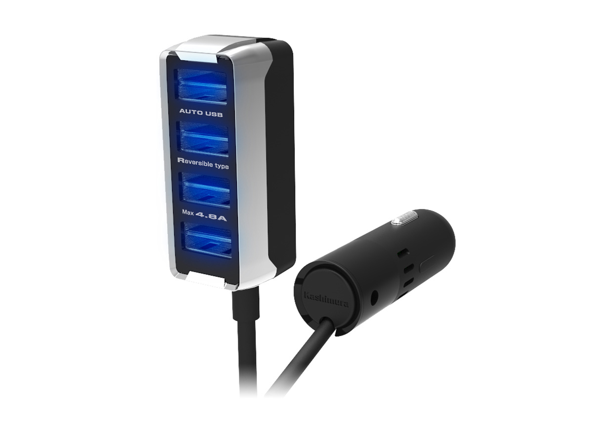 DC-4.8A-リバーシブルUSB 4ポート 自動判定 セパレート